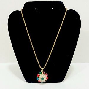 Colorful Fx Gem Cluster Pendant Necklace